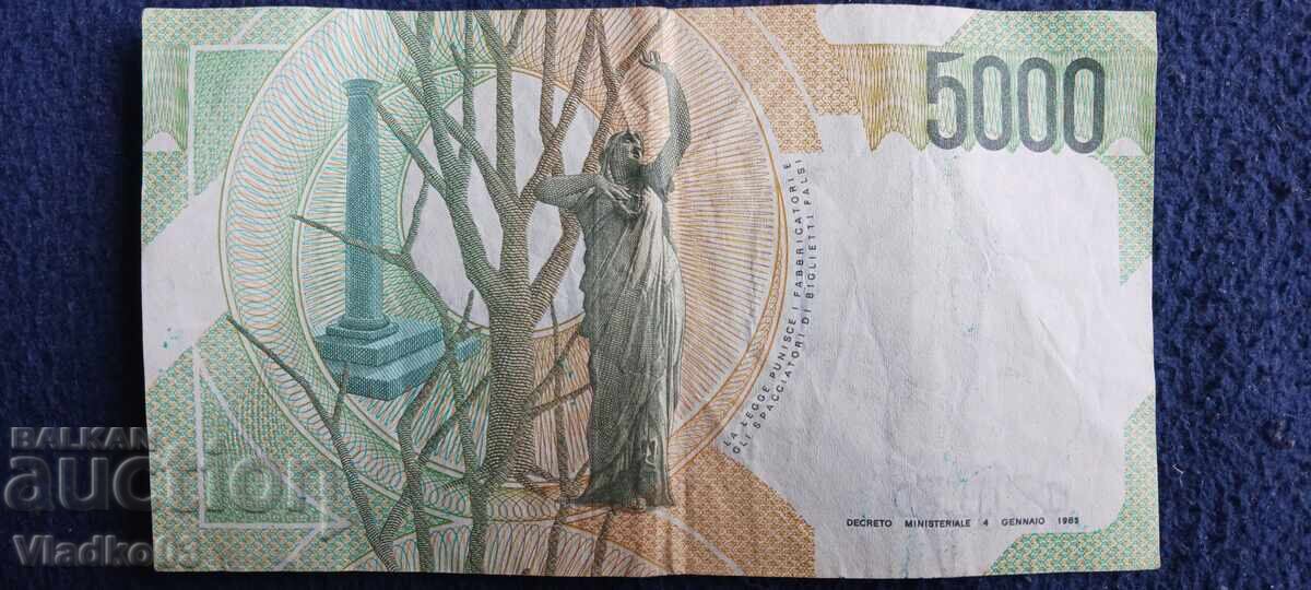 Italia 5000 lire 1985 cu preț € 2.00 | 3.91 BGN