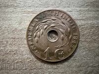 Indiile de Est Olandeze - 1 cent (1945) - D - Denver