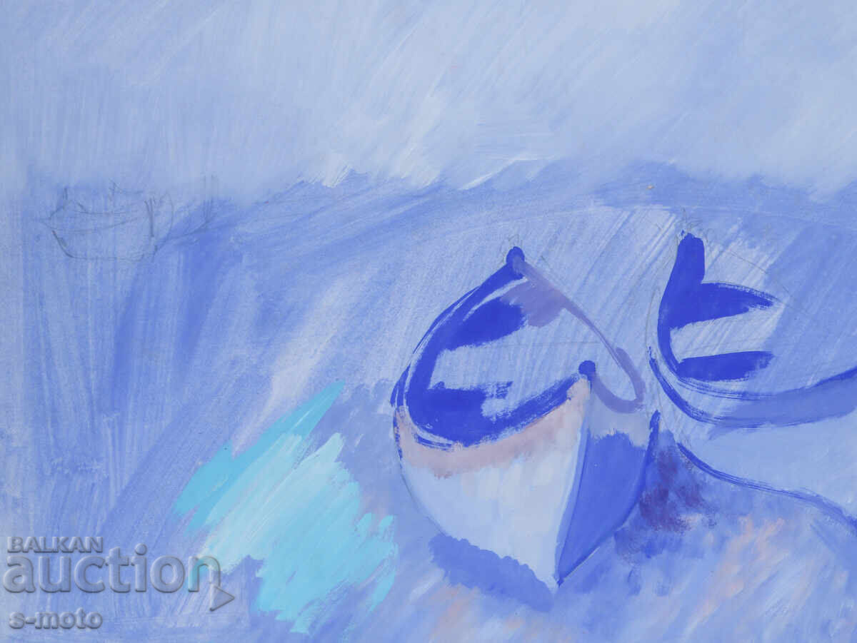 Доставка на Картина темпера пейзаж рибарски лодки