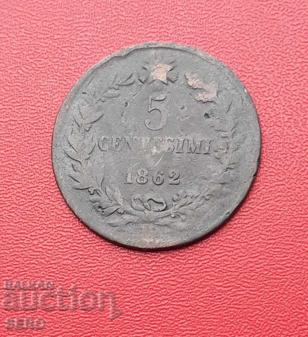 Italia-5 cenți 1862