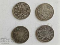 4 τεμ. από 2 λέβα 1882, 91, 94