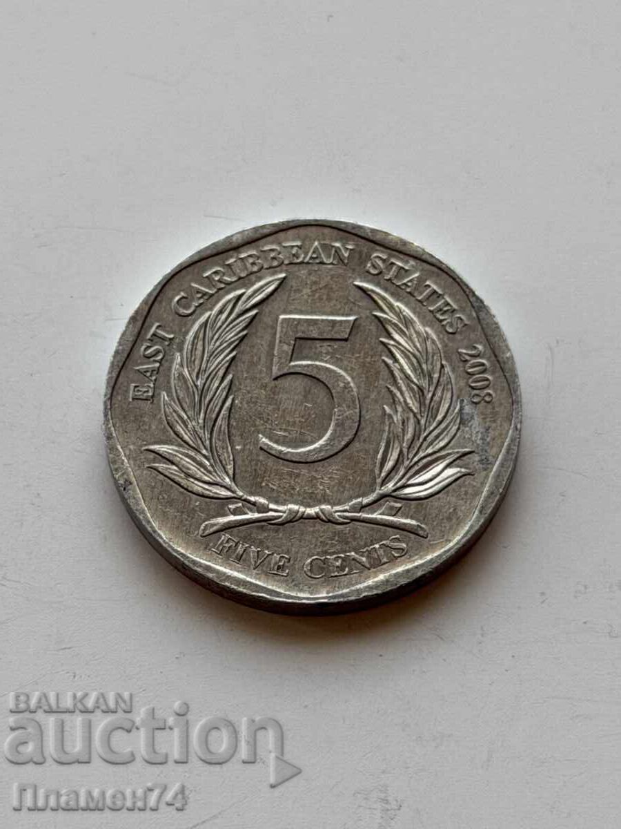 5 σεντς 2008 Ανατολική Καραϊβική