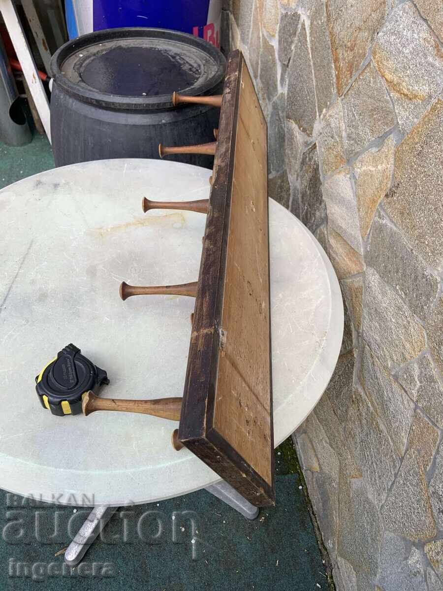 ANTIQUE WOODEN WALL COAT RACK DOUBLE-ROW - 5