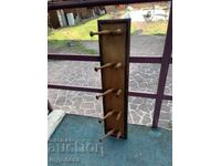 ANTIQUE WOODEN WALL COAT RACK DOUBLE-ROW
