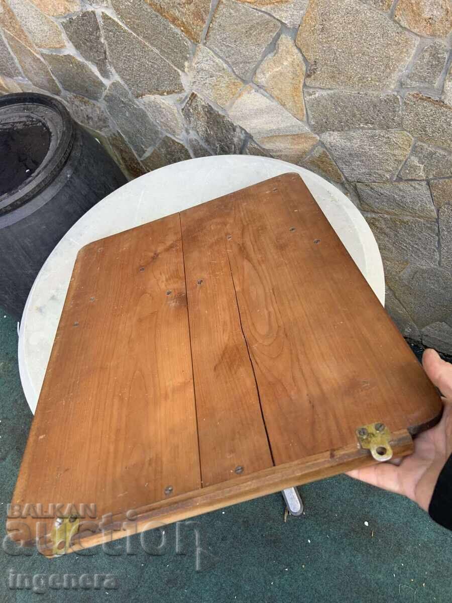 OGLINDĂ CU SUPORT PENTRU PROSOAPE MASĂ DE TOALETĂ DE PERETE ANTICĂ DIN LEMN - 7