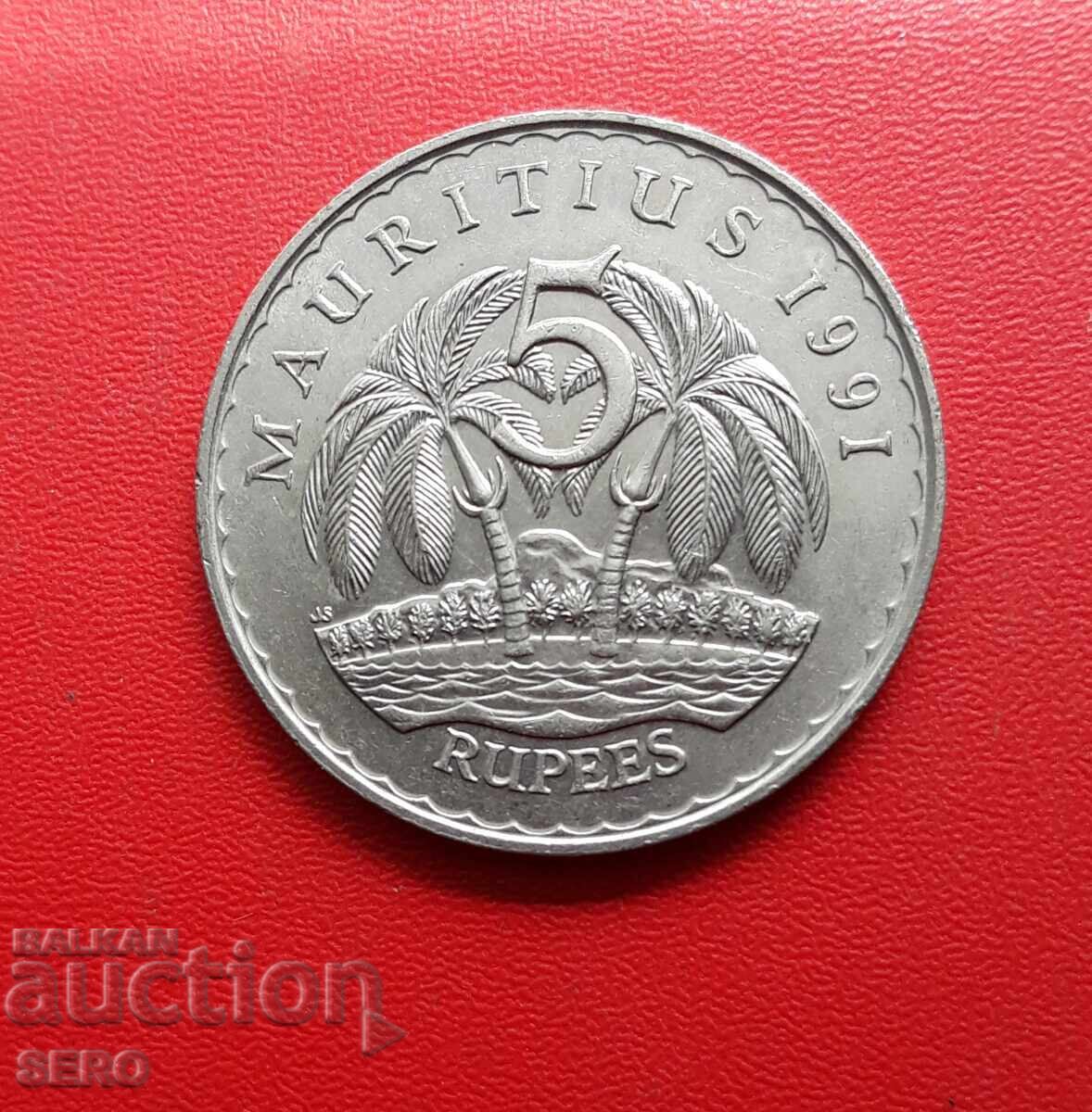 Остров Мавриций-5 рупии 1991