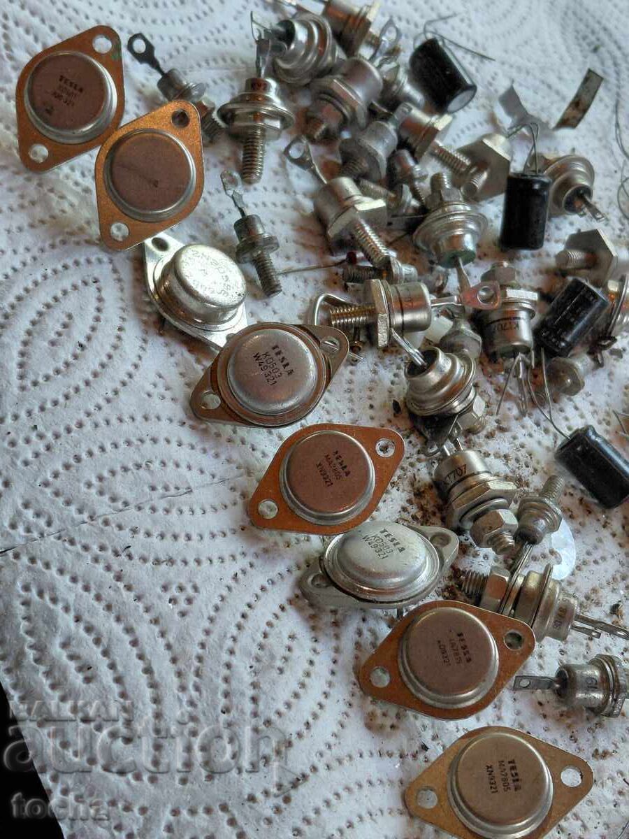 Lot three, old and new transistors and capacitors, etc with price € 5.00 | 9.78 BGN