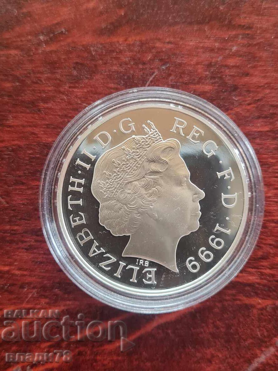 Silver coin 5 pounds 1999 with price € 31.03 | 60.69 BGN
