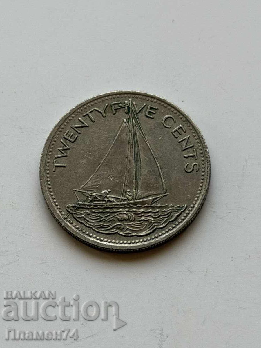 25 cenți 1998 Bahamas cu preț € 1.00 | 1.96 BGN