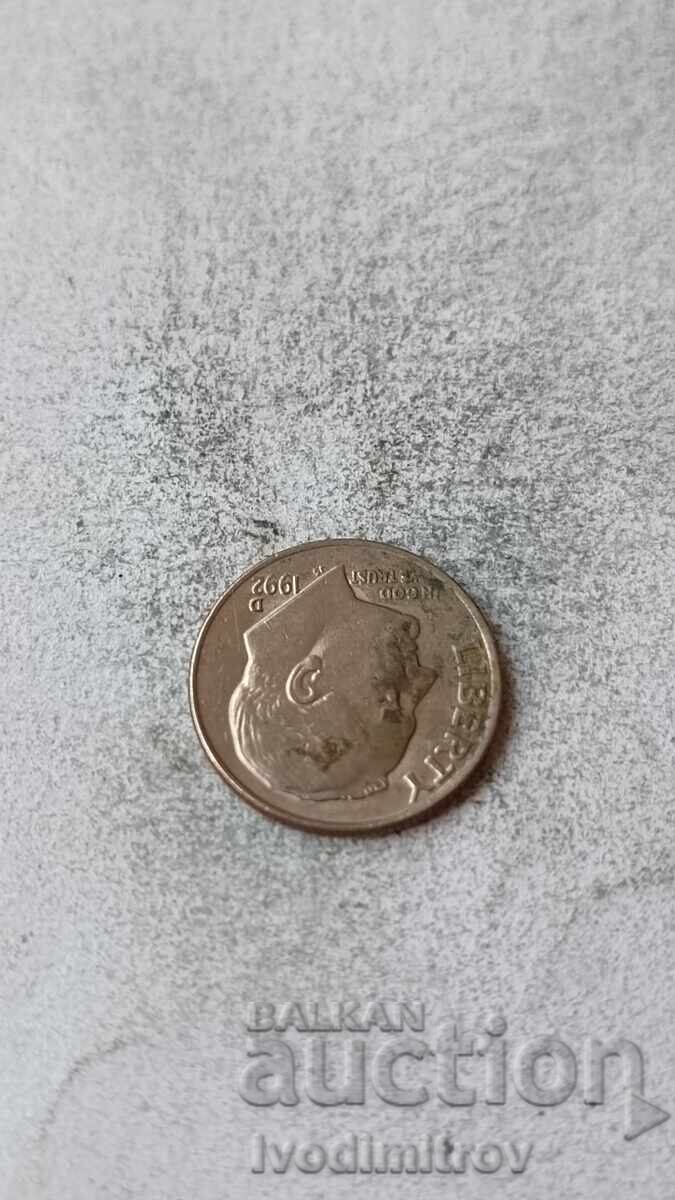 SUA 10 cenți 1992 D cu preț € 0.46 | 0.90 BGN