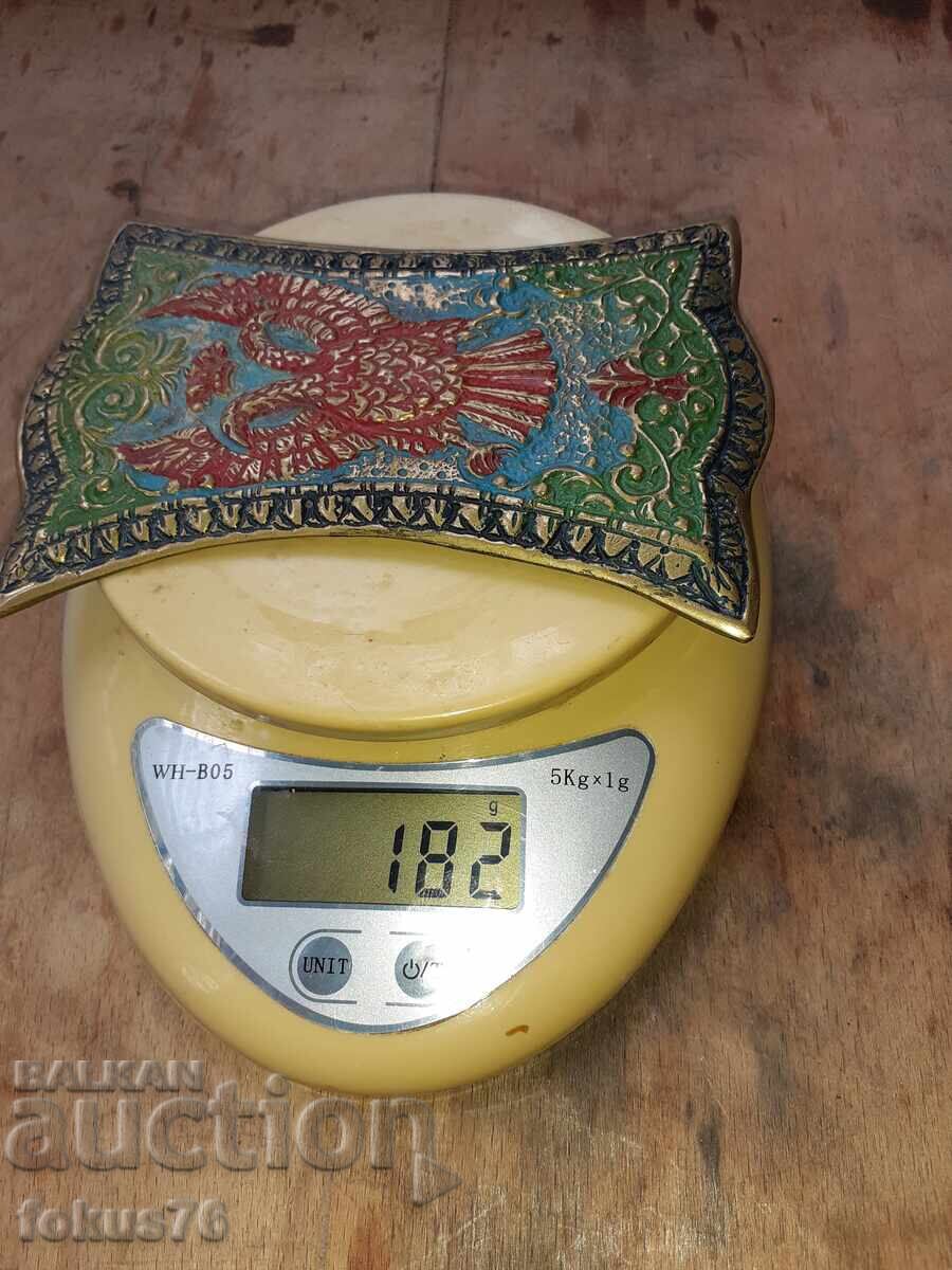 Veche turnătură din bronz masiv cu email, vultur bicefal - 6