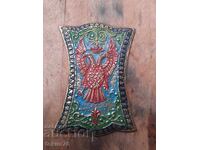 Veche turnătură din bronz masiv cu email, vultur bicefal