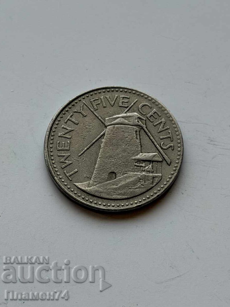 25 cenți 1980 Barbados cu preț € 1.00 | 1.96 BGN