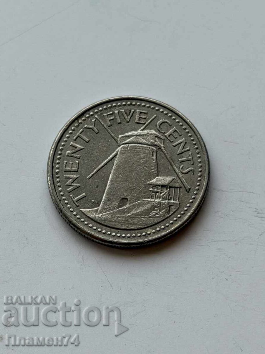 25 cents 1996 Barbados with price € 1.00 | 1.96 BGN