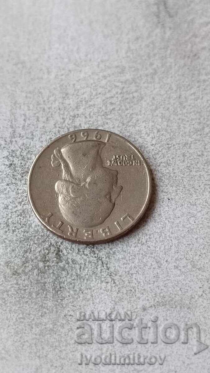 SUA 25 cenți 1966 cu preț € 0.54 | 1.06 BGN