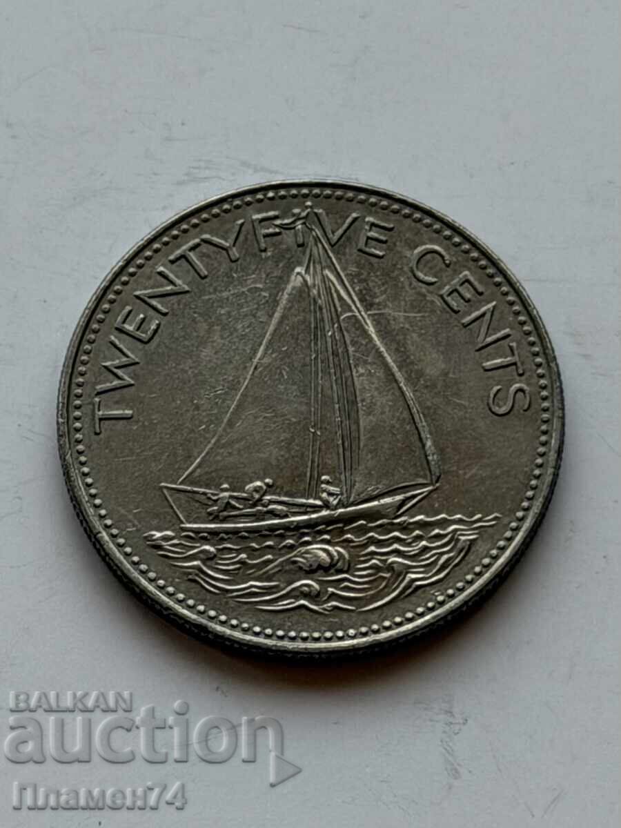 25 цента 1997 Бахами с цена € 1.00 | 1.96 лв.