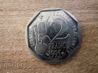 Franța - 2 Franci (1995) - 100 de ani de la moartea lui Louis Pasteur