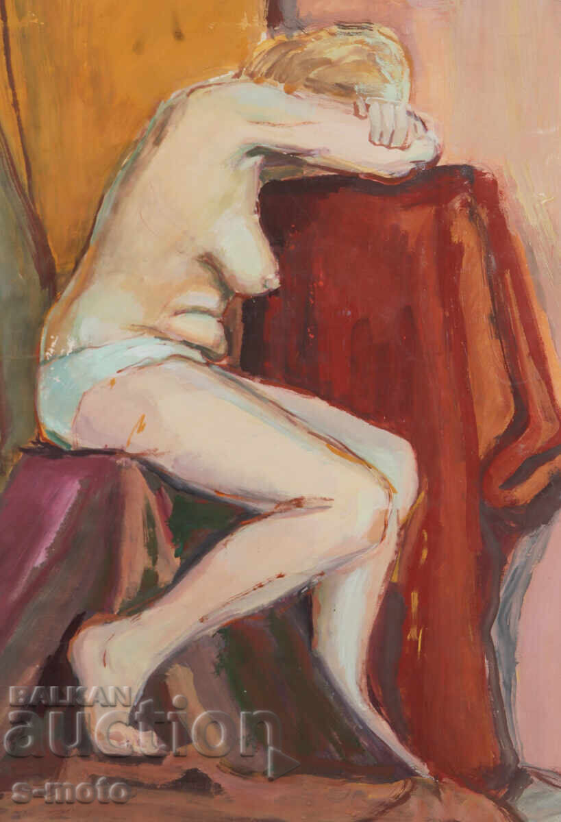 Παλαιός πίνακας με τέμπερα, πορτρέτο γυμνού σώματος με τιμή € 90.00 | 176.03 BGN