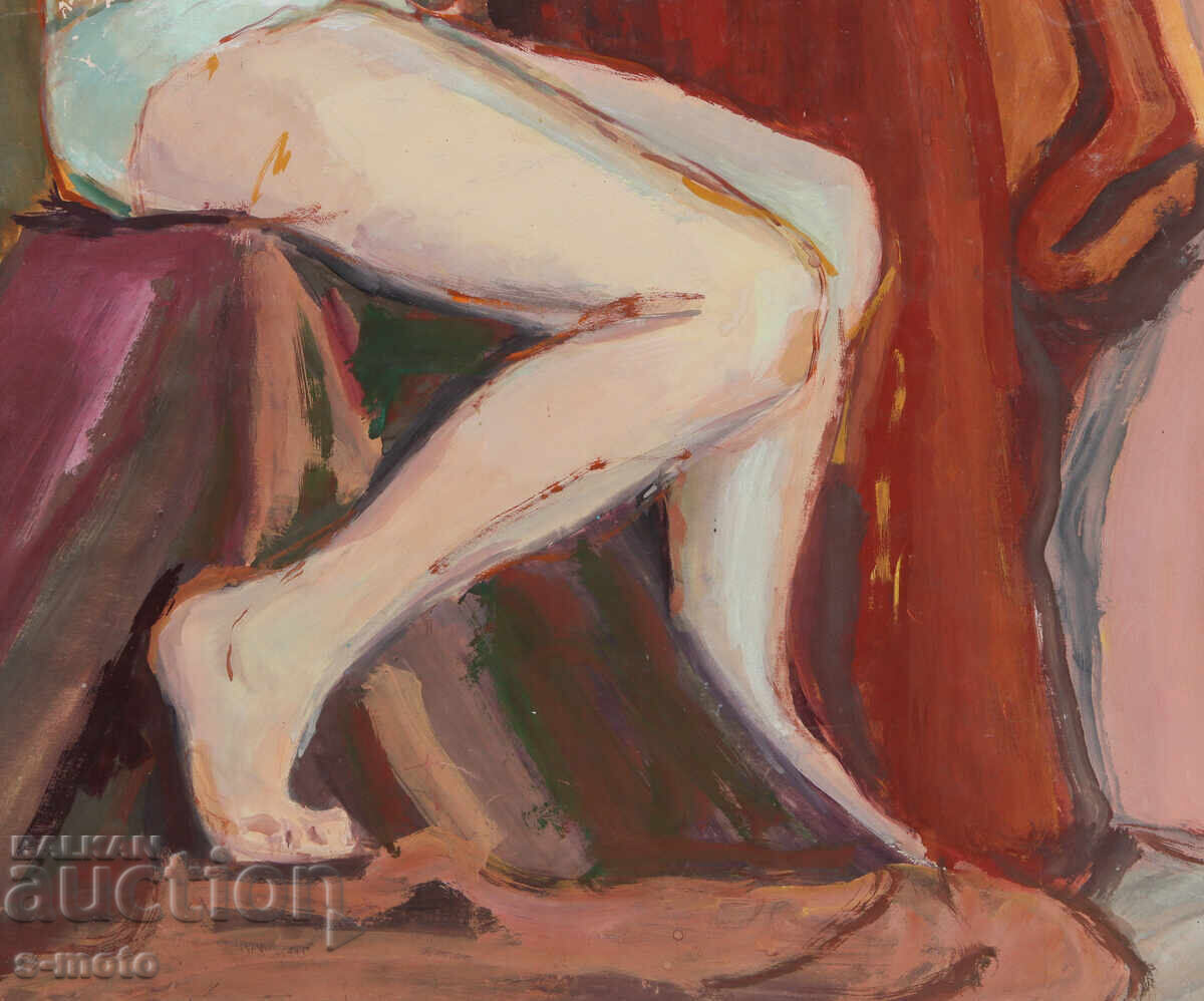 Παλαιός πίνακας με τέμπερα, πορτρέτο γυμνού σώματος - 6