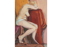 Παλαιός πίνακας με τέμπερα, πορτρέτο γυμνού σώματος