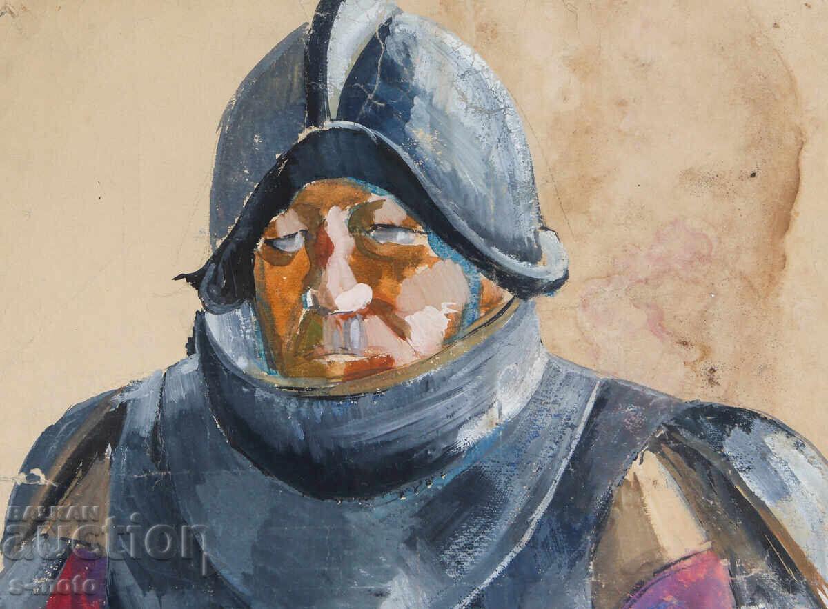 Livrarea Tablou vechi guașă scenografie portret masculin