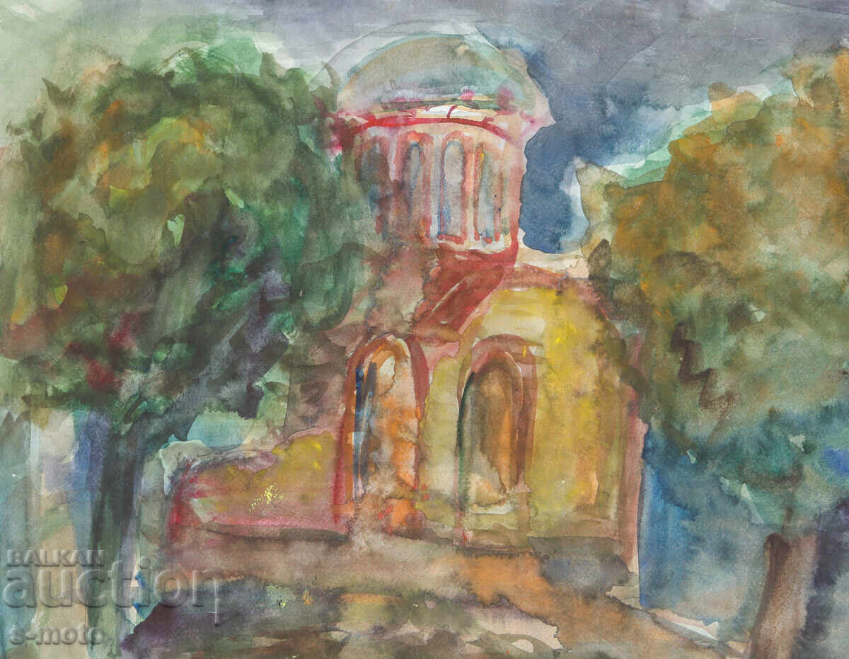 Παράδοση Πίνακας ακουαρέλας αγροτικό τοπίο