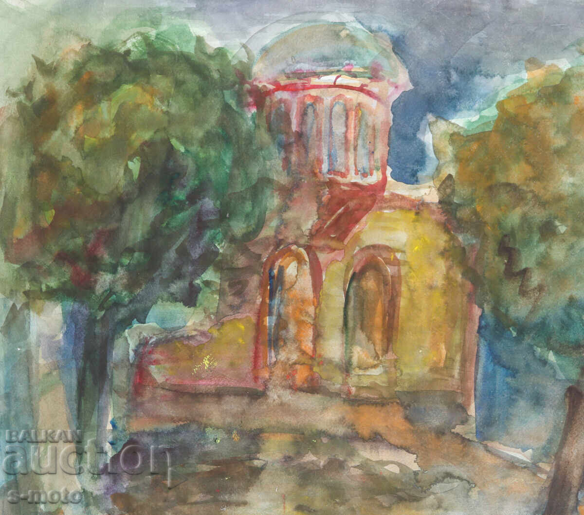 Πίνακας ακουαρέλας αγροτικό τοπίο - 5