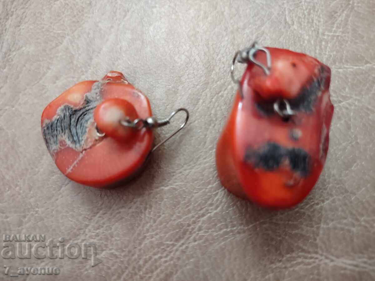ART earrings, voluminous, natural coral - 5