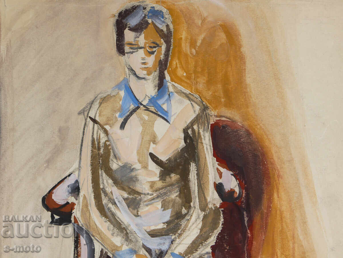 Δημοπρασία Έργο ζωγραφικής με ακουαρέλα, γυναικείο πορτρέτο