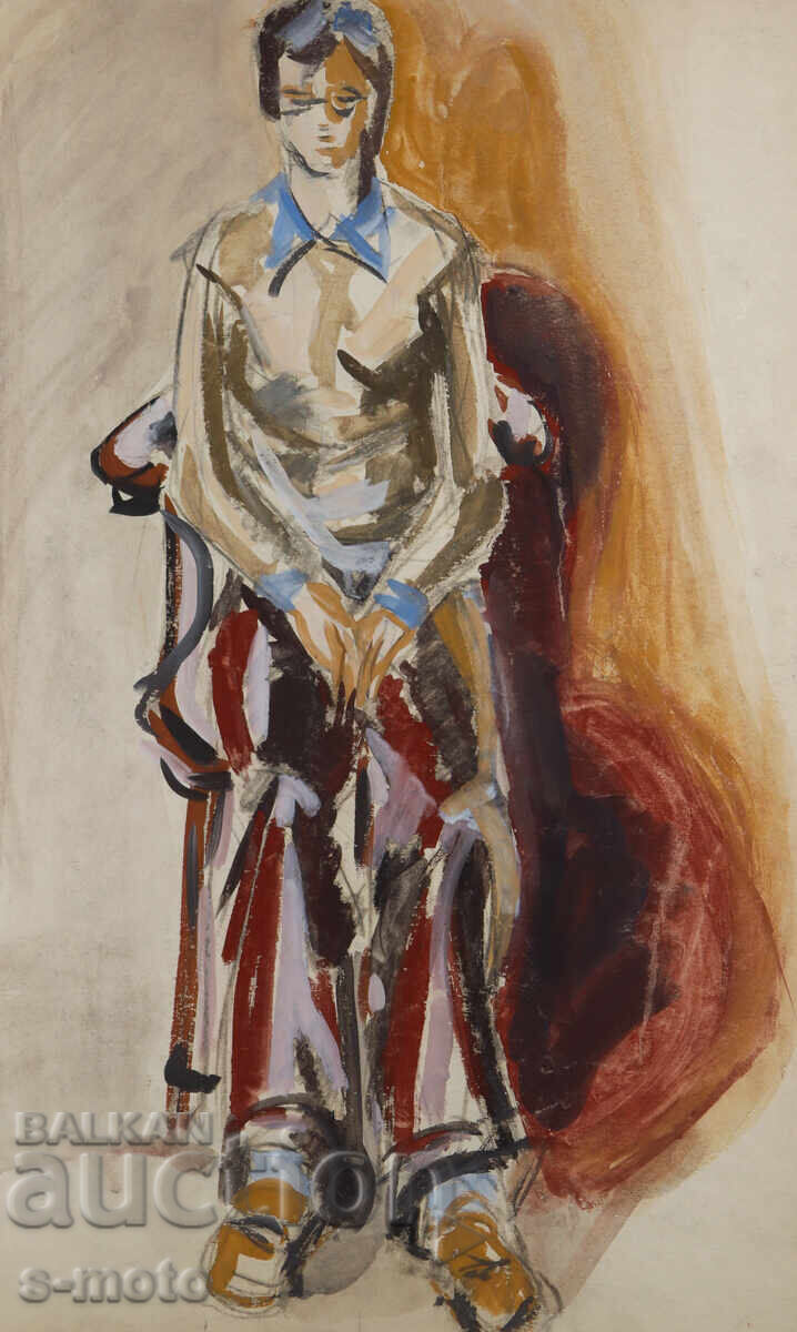 Έργο ζωγραφικής με ακουαρέλα, γυναικείο πορτρέτο