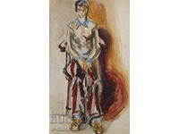 Έργο ζωγραφικής με ακουαρέλα, γυναικείο πορτρέτο