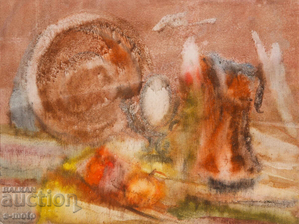 Pictură acuarelă natură moartă cu flori