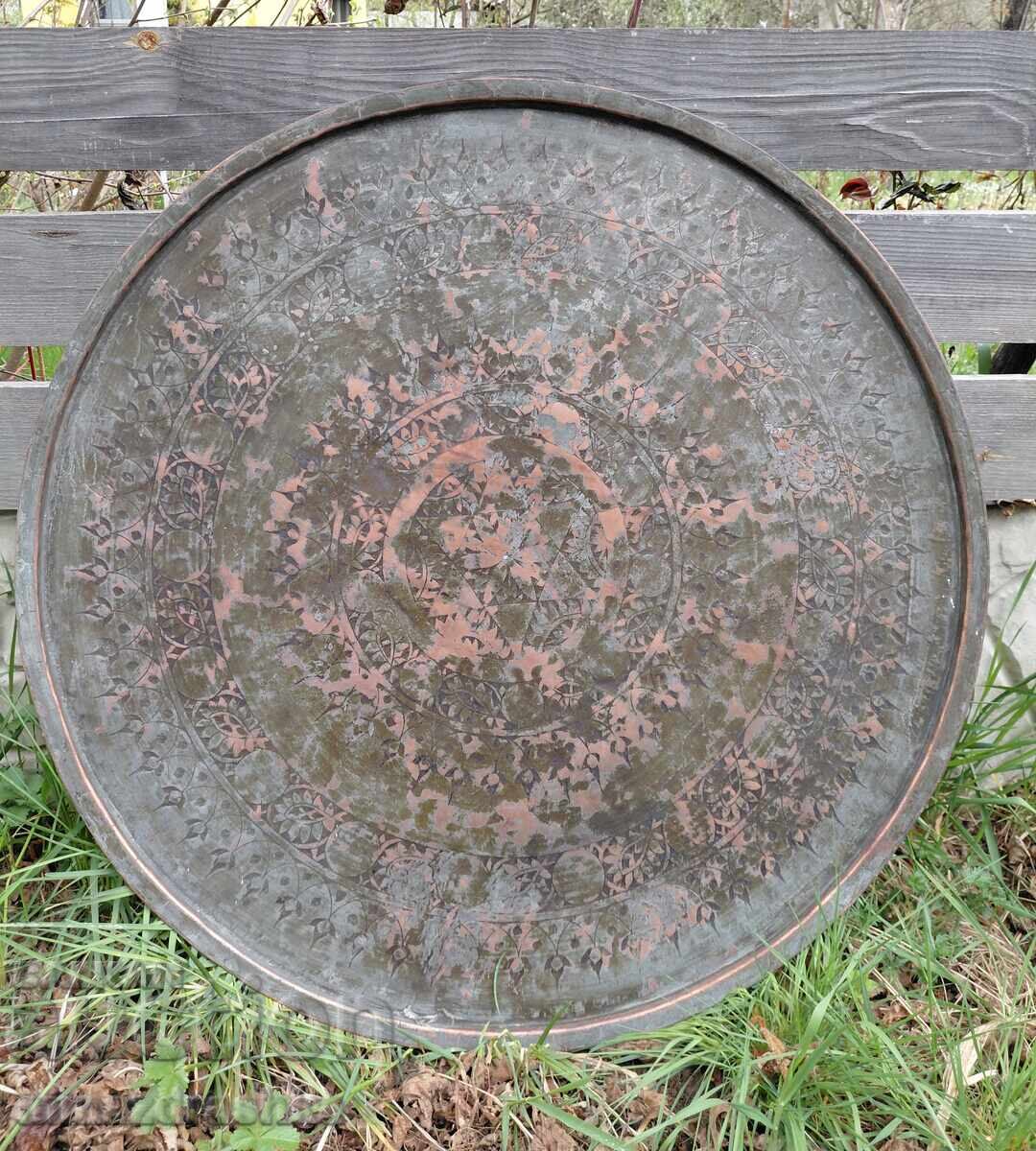 80 cm copper tray, blue, 8 kilograms