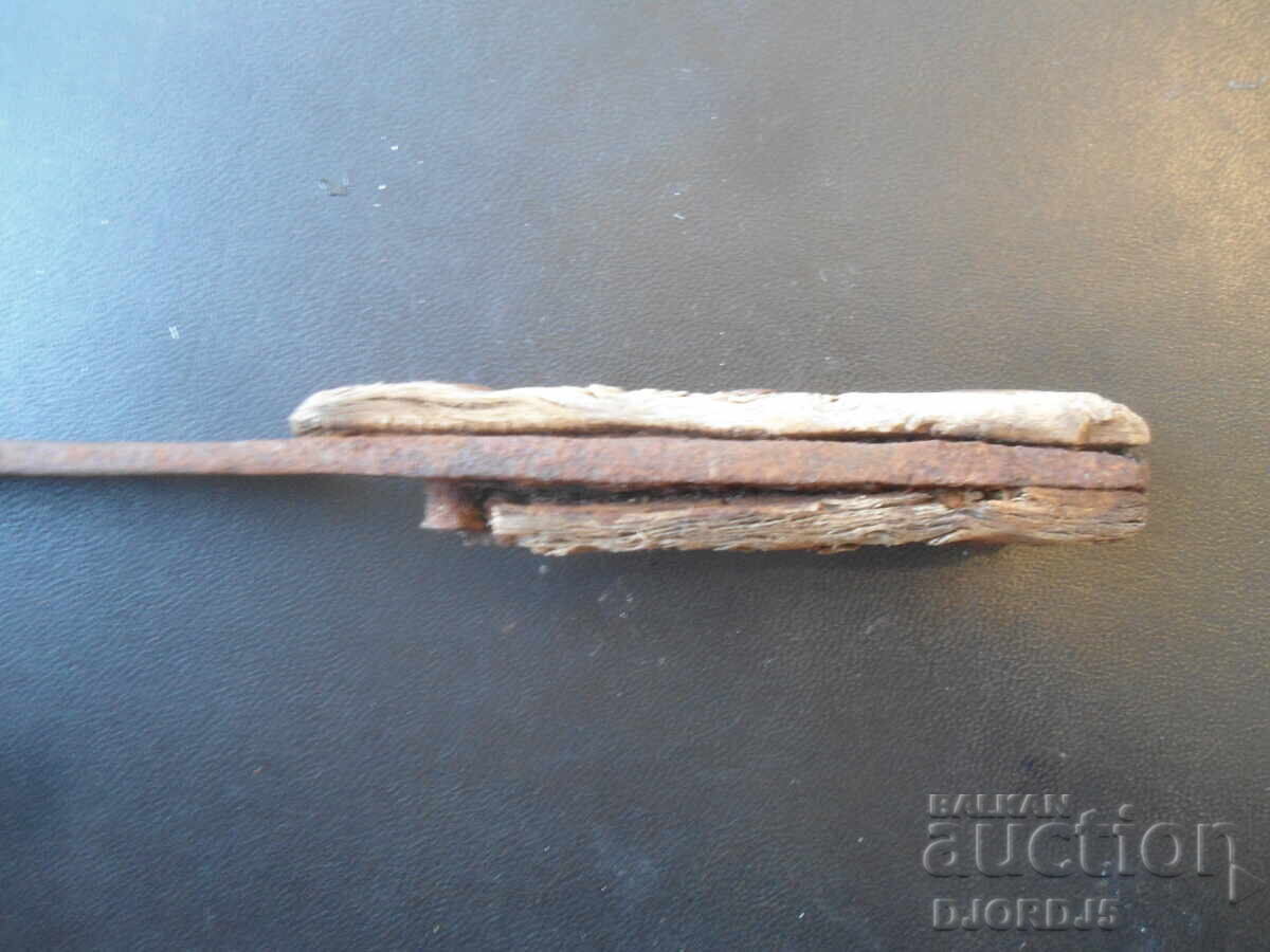 Old forged knife, blade, horn handle scales - 5