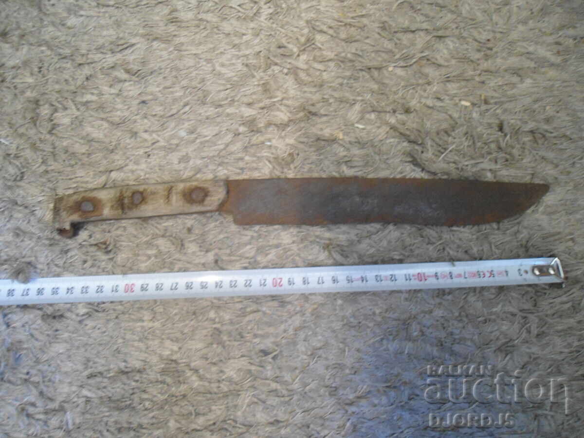 Old forged knife, blade, horn handle scales - 6