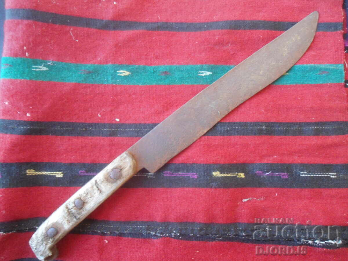 Old forged knife, blade, horn handle scales