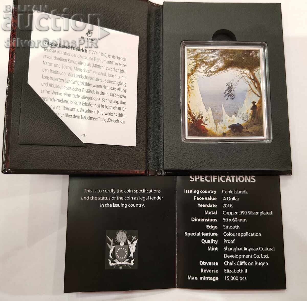 Доставка на Мед 1/4$ Варовиковите Скали на Рюген  2016 Острови Кук