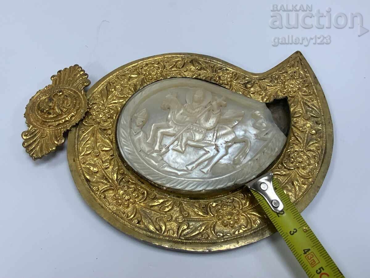 Auction  Revival period 1/2 pafta (belt buckle) Kotel silver gilt mother-of-pearl 19th century