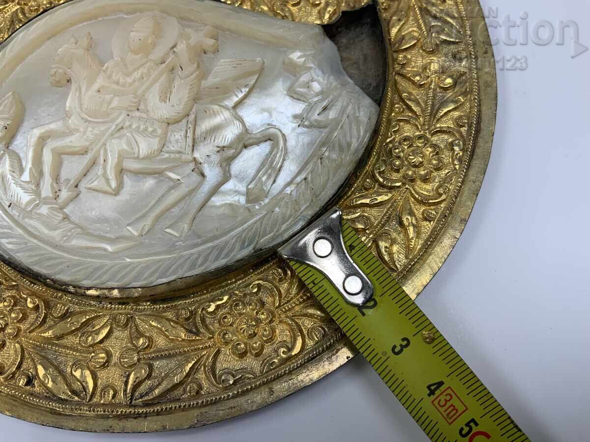 Revival period 1/2 pafta (belt buckle) Kotel silver gilt mother-of-pearl 19th century - 6