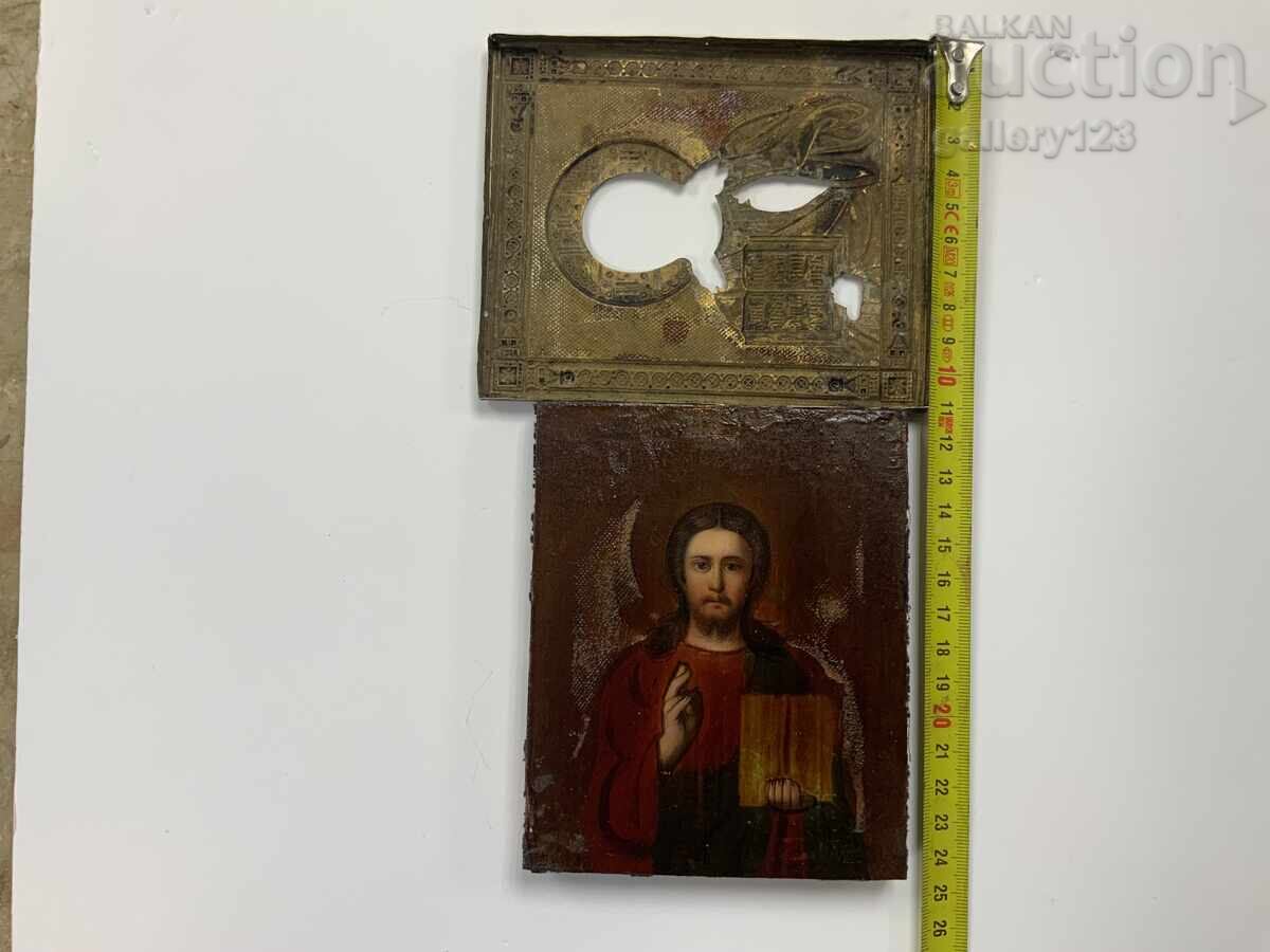 Delivery of Tsarist Russia icon late 19th century lacquer oil painting oklad