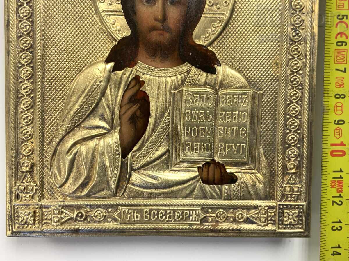 Tsarist Russia icon late 19th century lacquer oil painting oklad - 5