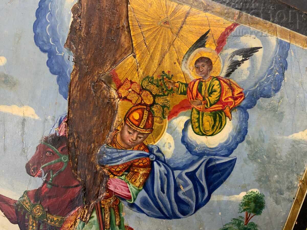 Αναγεννησιακή εικόνα υπογεγραμμένη από το 1889. Σχολή της Αδριανούπολης, επιχρύσωση - 6