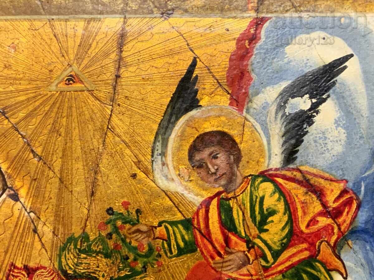 Αναγεννησιακή εικόνα υπογεγραμμένη από το 1889. Σχολή της Αδριανούπολης, επιχρύσωση - 7