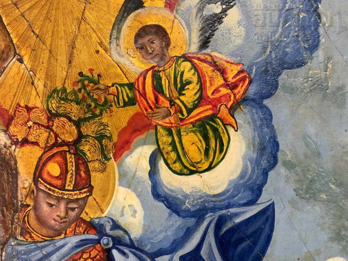 Αναγεννησιακή εικόνα υπογεγραμμένη από το 1889. Σχολή της Αδριανούπολης, επιχρύσωση - 9