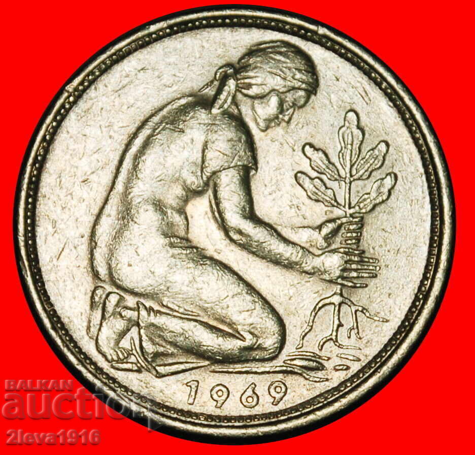 NOT COMMUNIST TYPE (1949-2001): GERMANY★ 50 PFENNIGS 1969J with price € 2.29 | 4.48 BGN