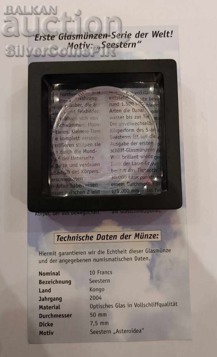 Livrarea Sticlă 10 Franci Stea de Mare 2004 Congo