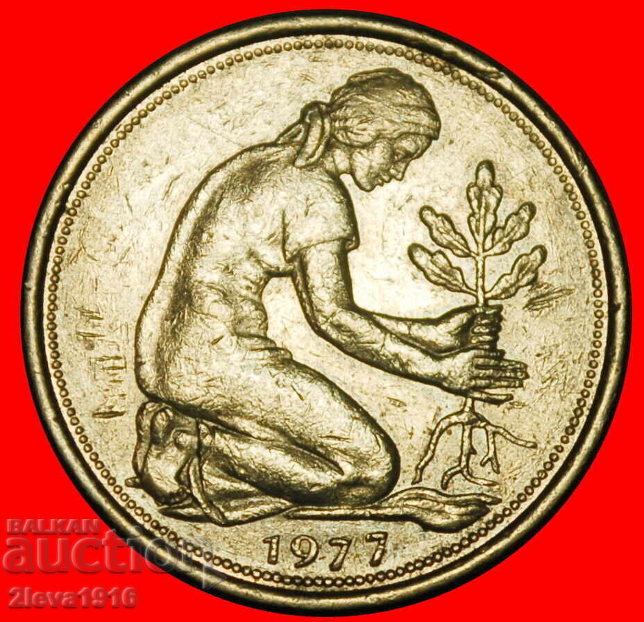 Ⰺ NOT COMMUNIST TYPE (1949-2001): GERMANY★ 50 PFENNIGS 1977J με τιμή € 1.67 | 3.27 BGN