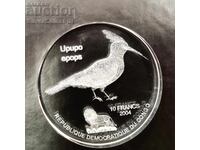 Γυάλινο νόμισμα 10 Φράγκα Δρυοκολάπτης 2004 Κονγκό