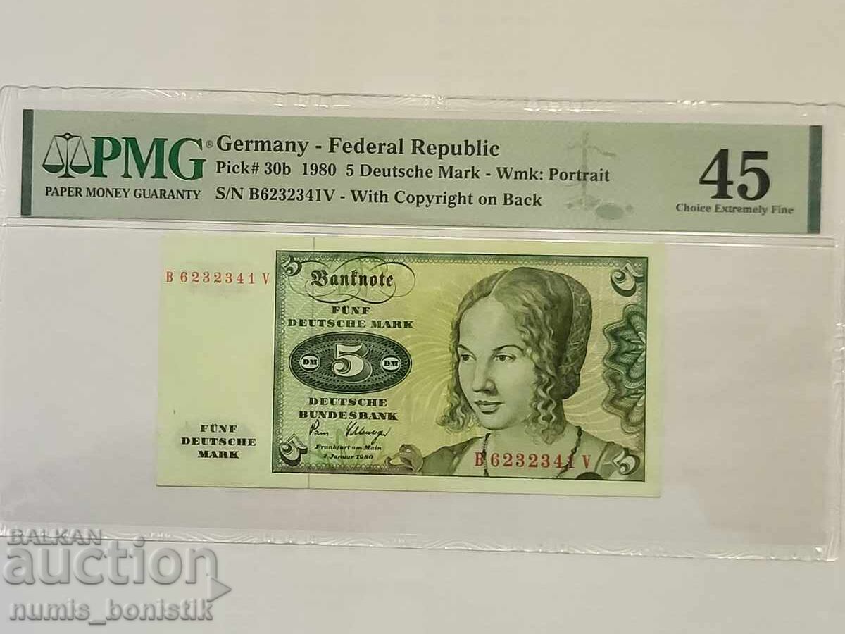 5 μάρκα Ομοσπονδιακή Δημοκρατία της Γερμανίας 1980 PMG 45 CEF