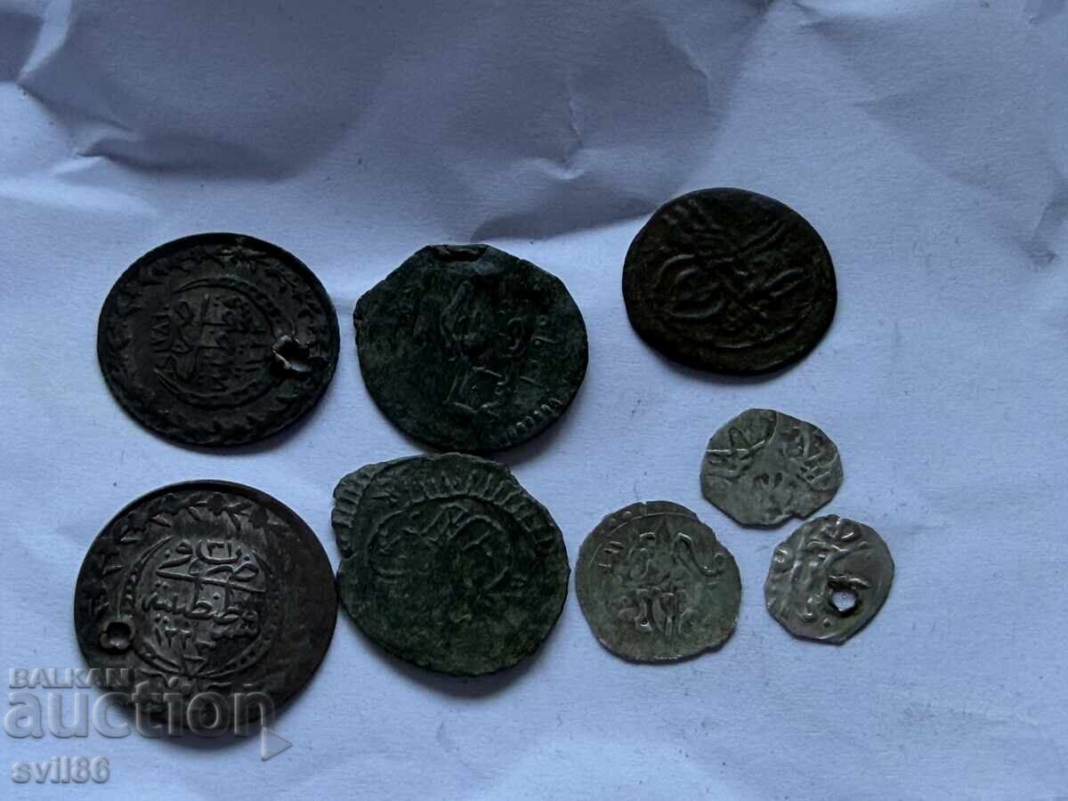 Lot de monede otomane din cupru și argint